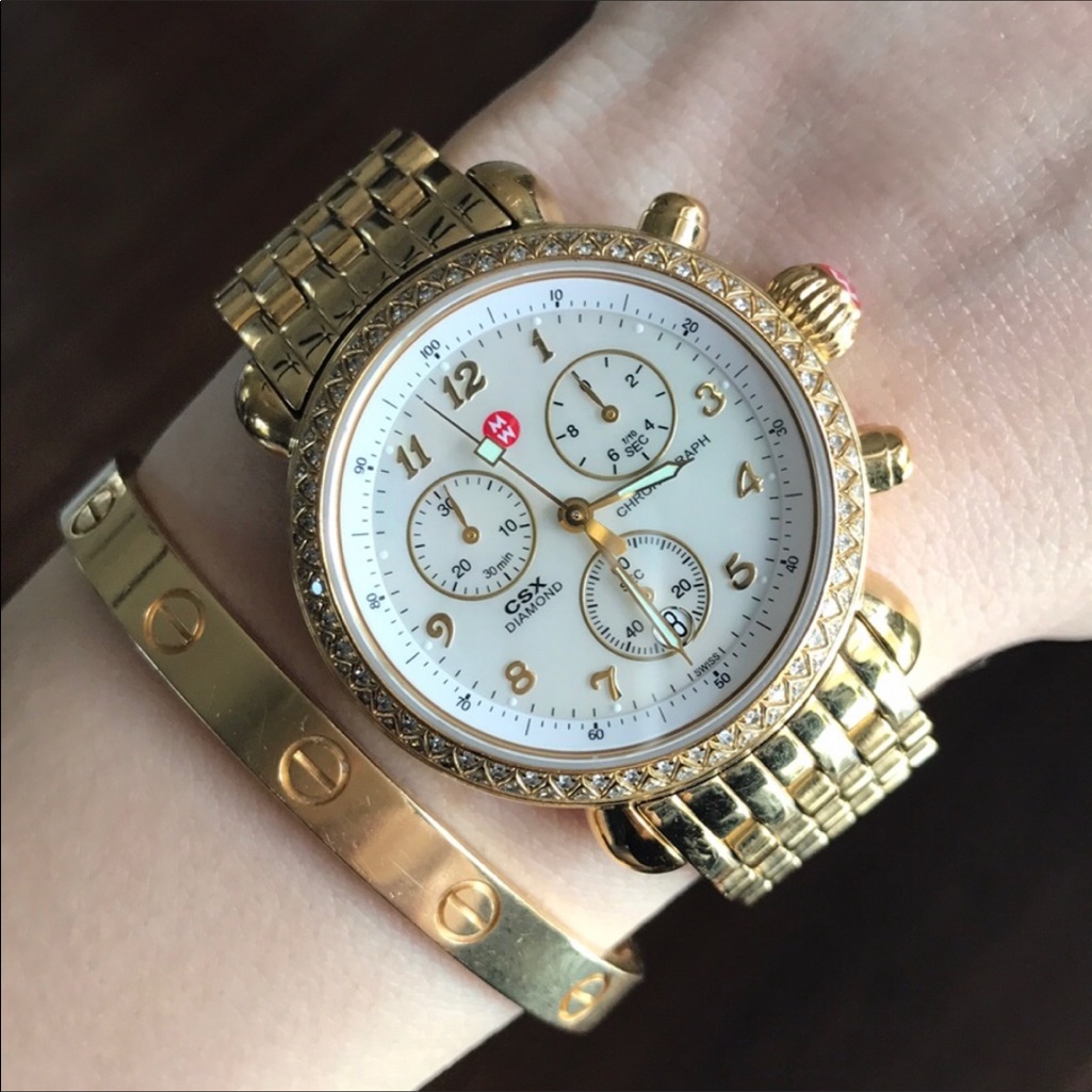 Michele Csx Diamond Chronograph Watch